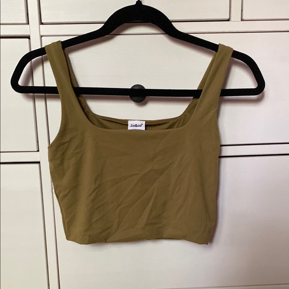 Jade Green Sleeveless Fitted Crop Tank Top